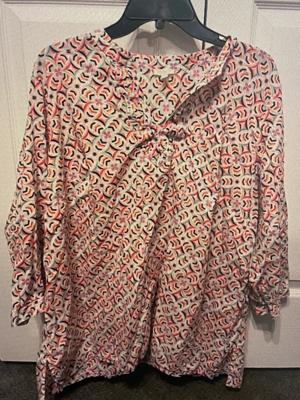 Talbots Peach Multi Geometric Tunic Top